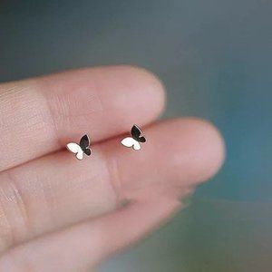 gold butterflies stud earrings-SS009 gold